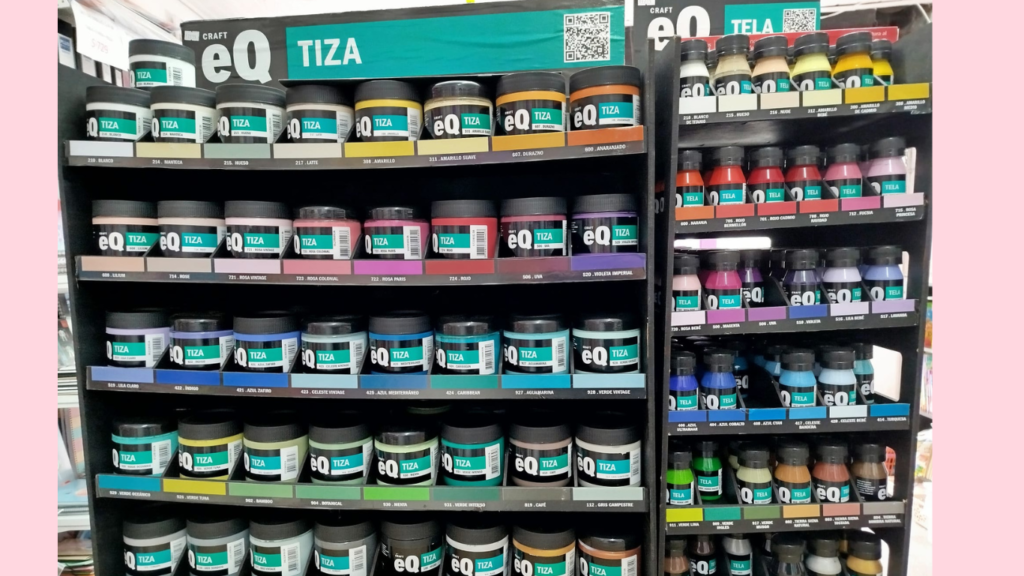 Contamos con la línea de productos EQ TIZA Y TELA para manualidades